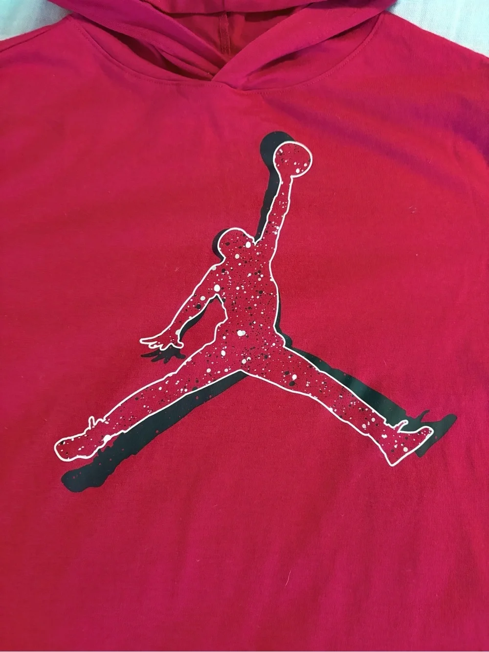Nike Jordan Boys Dark Red Pullover Hoodie Tee with Jumpman Logo Sz L (12/13 yrs)